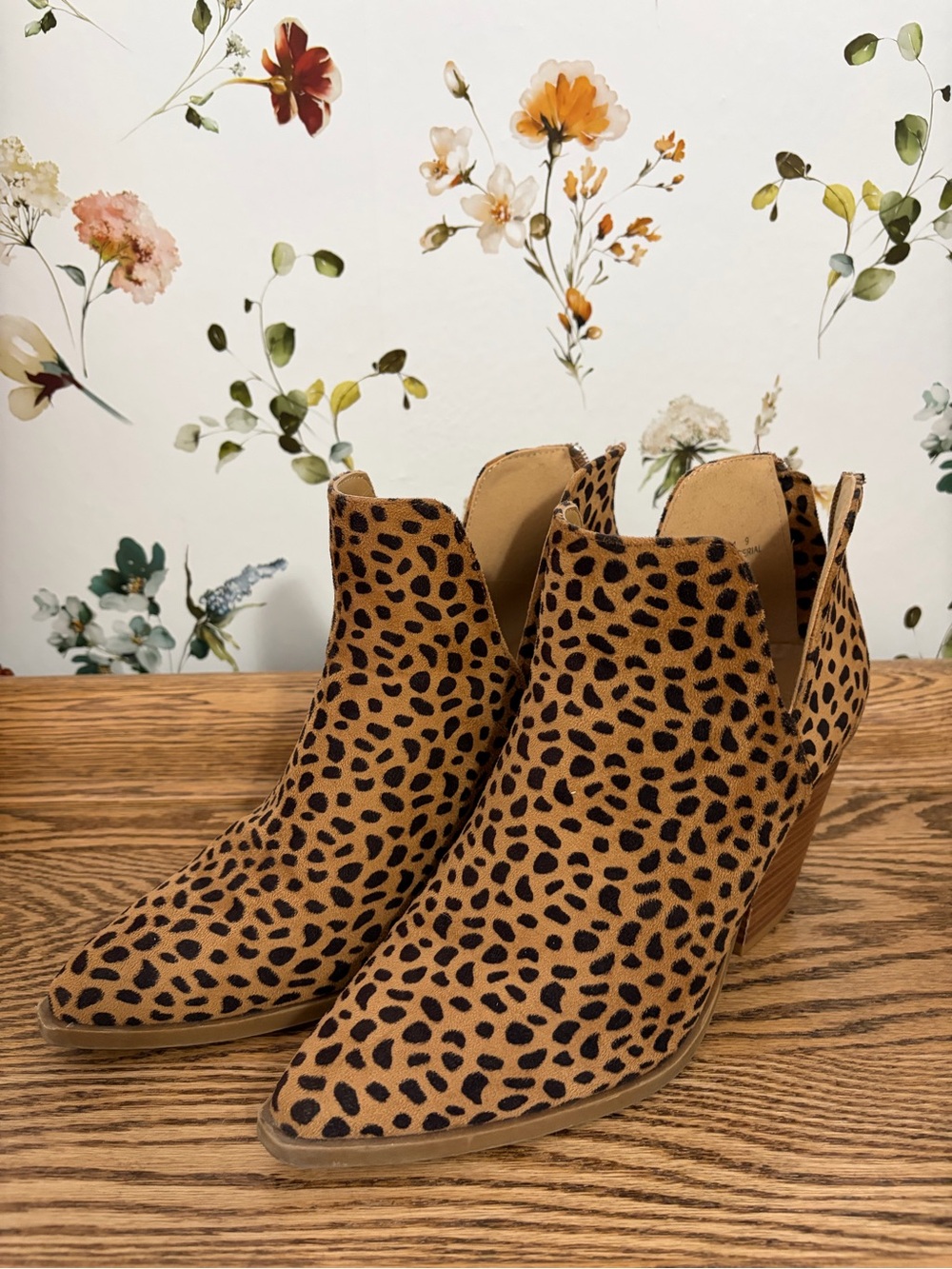 BAMBOO Leopard Print Ankle Booties - Tan and Black